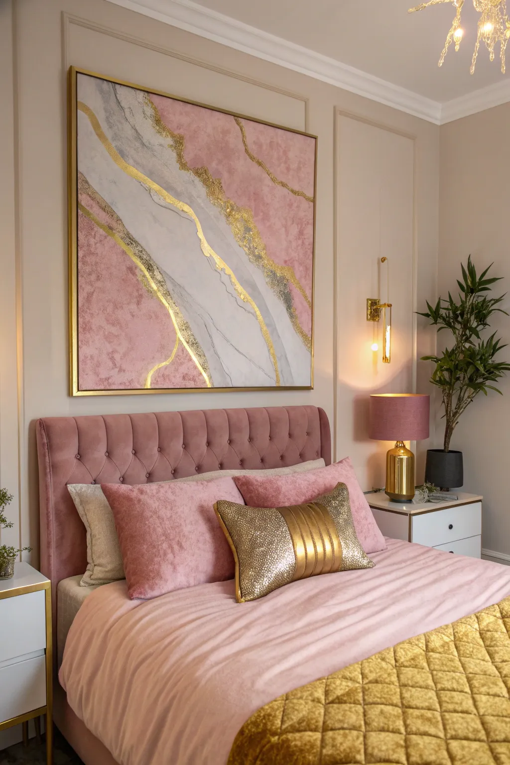 17+ Elegant Pink and Gold Bedroom Ideas