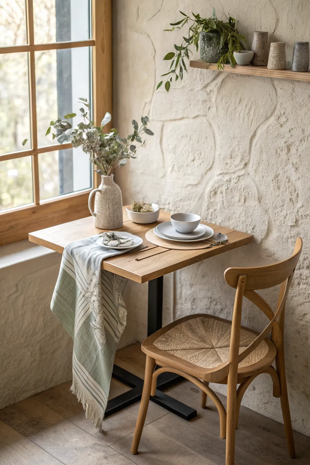 18+ Stylish Dining Table Against Wall Ideas