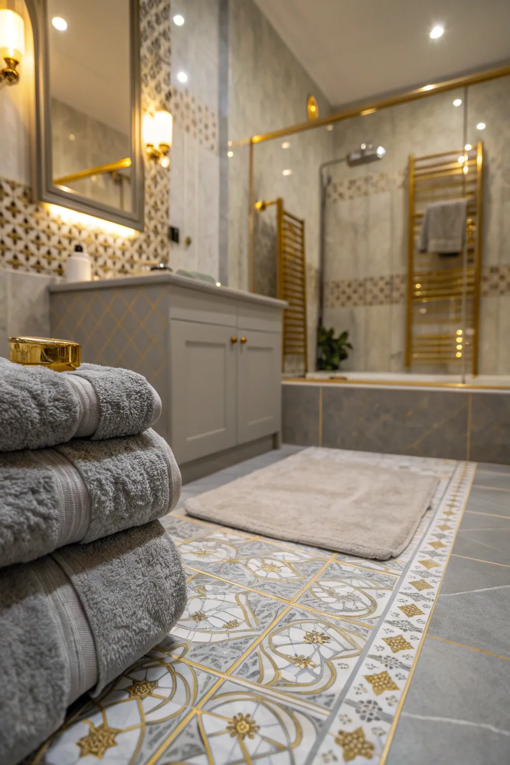 16+ Chic Gray and Gold Bathroom Ideas