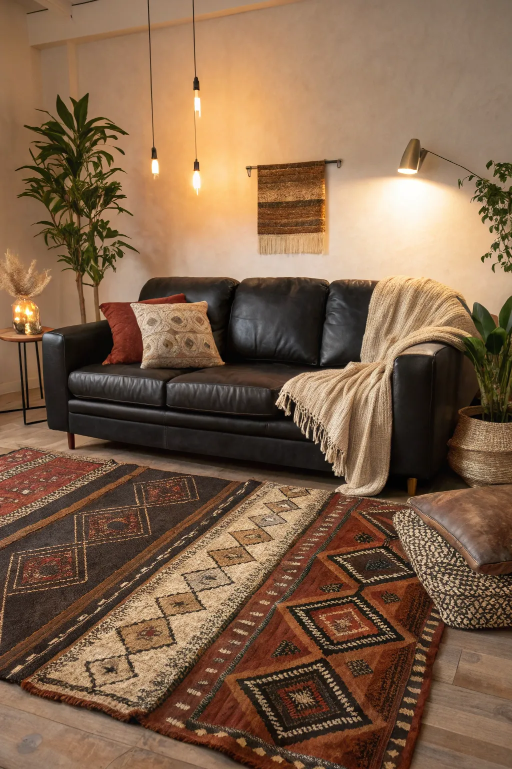 19+ Stylish Black Leather Living Room Ideas with Sofa