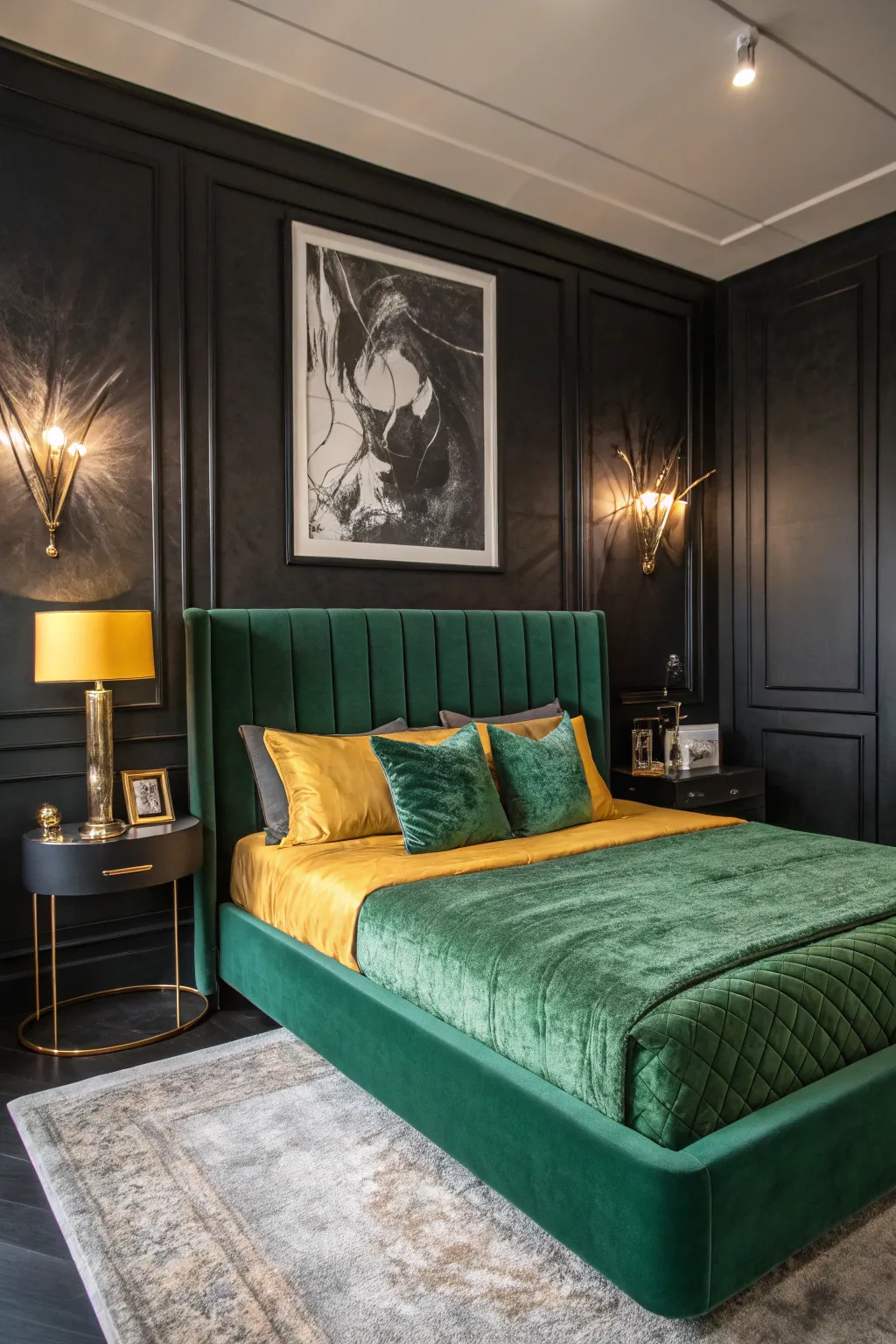 15+ Chic Black and Green Bedroom Ideas