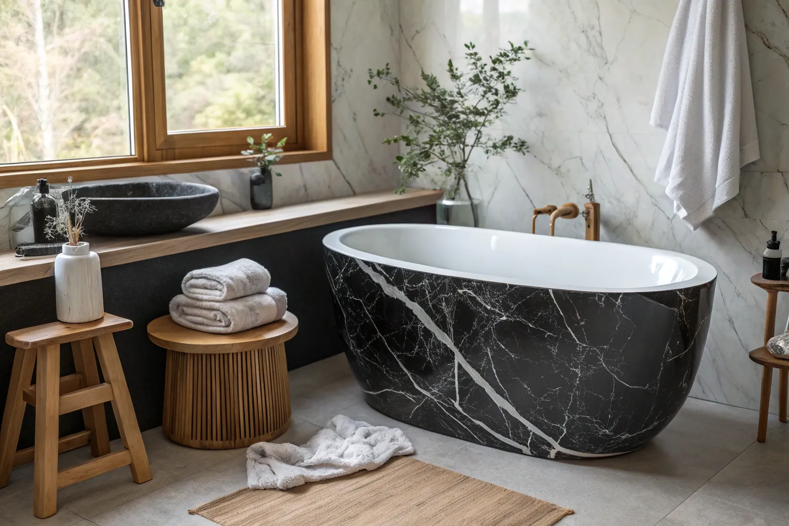 13+ Stunning Black & White Marble Bathroom Ideas
